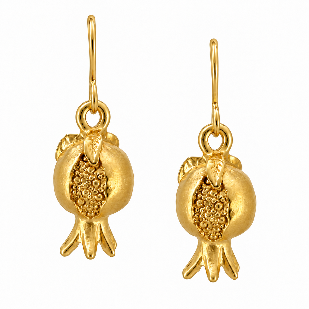 Signature Pomegranate Kidney Earrings-Matte Gold