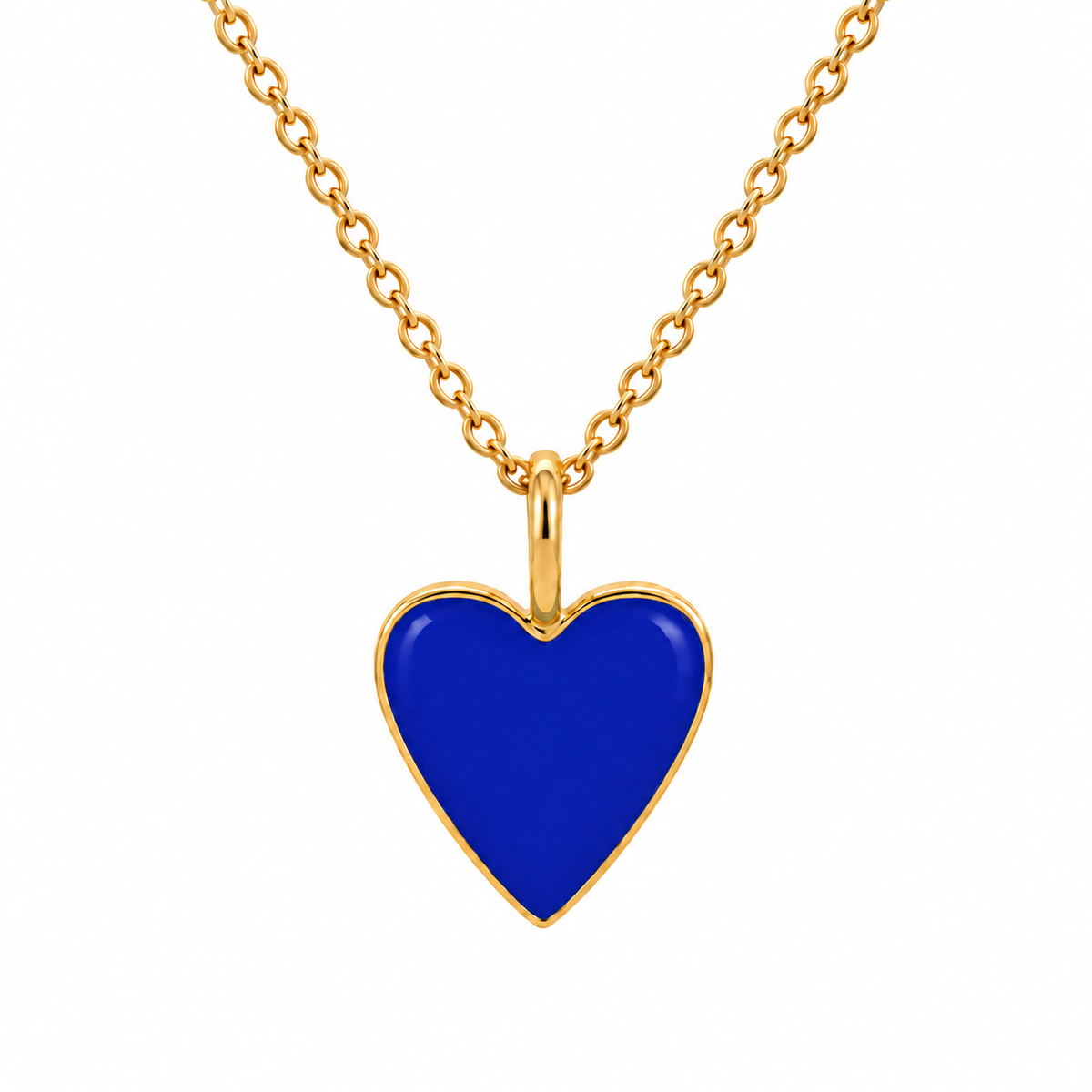 Small Epoxy Heart Necklace-Blue