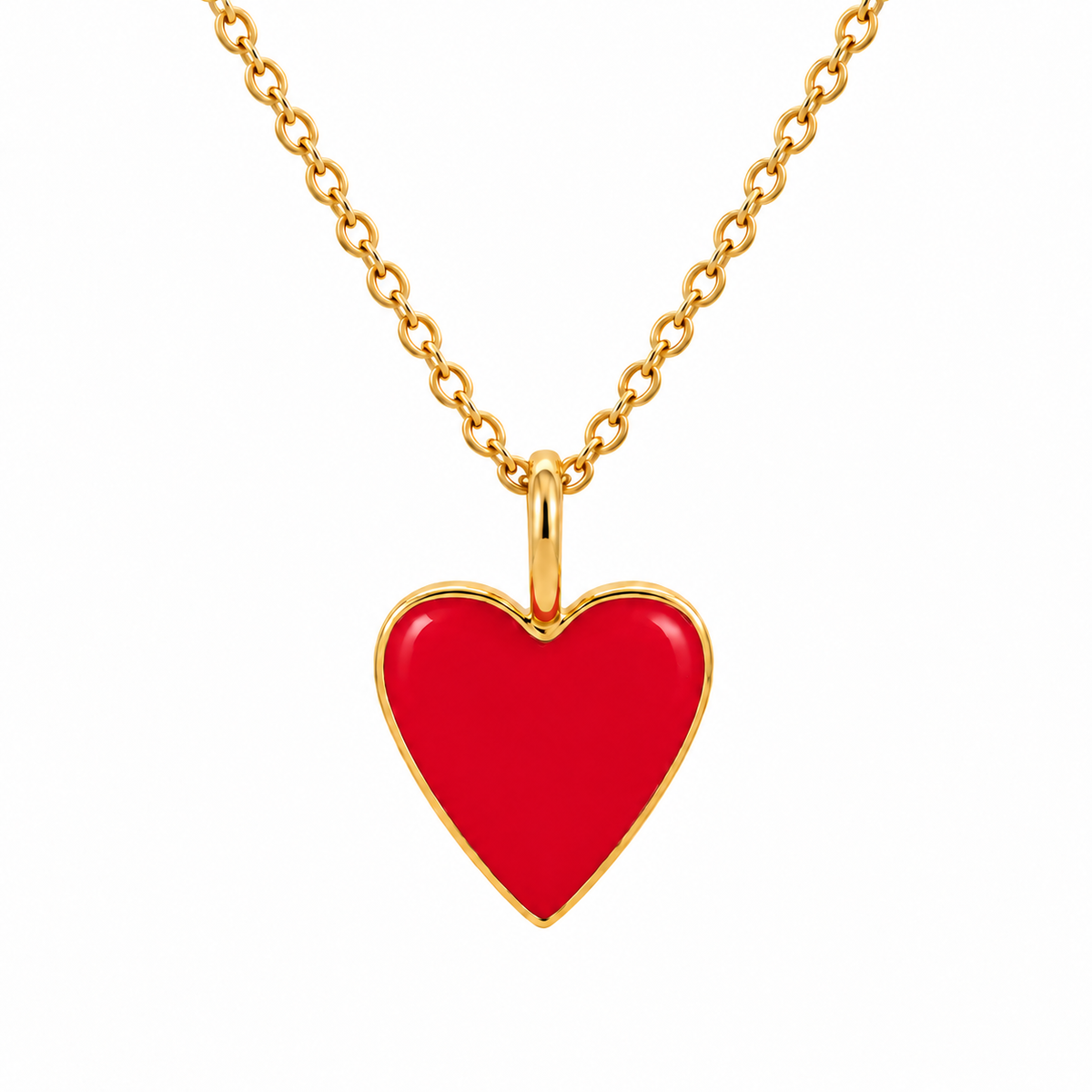Small Epoxy Heart Necklace-Red