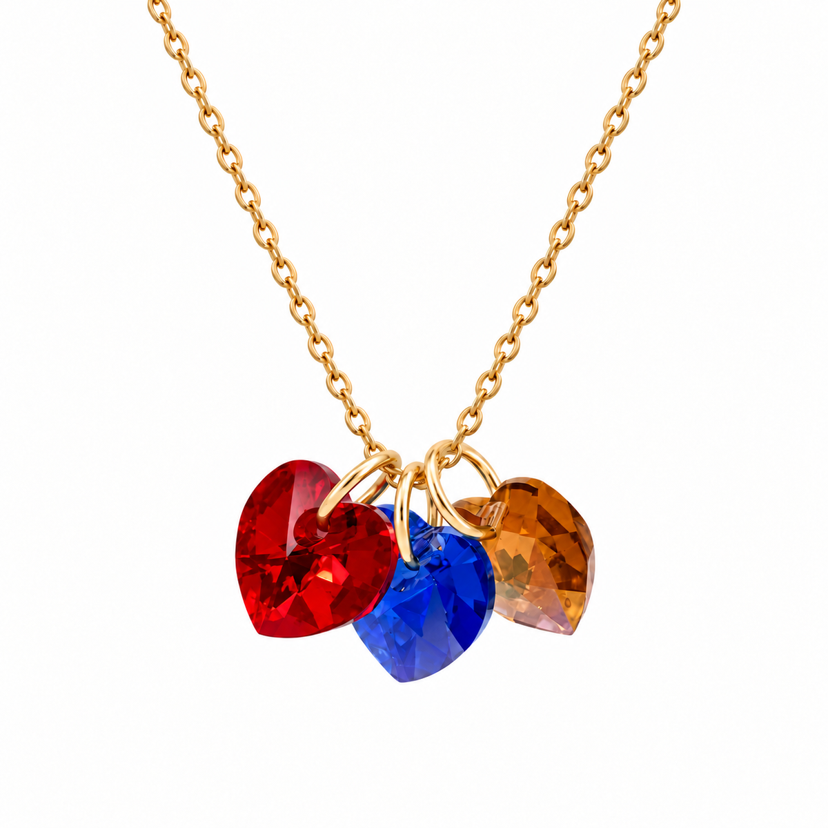 Triple Swarovski Crystal Heart Necklace