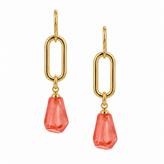 Paperclip Aril Earrings-Coral