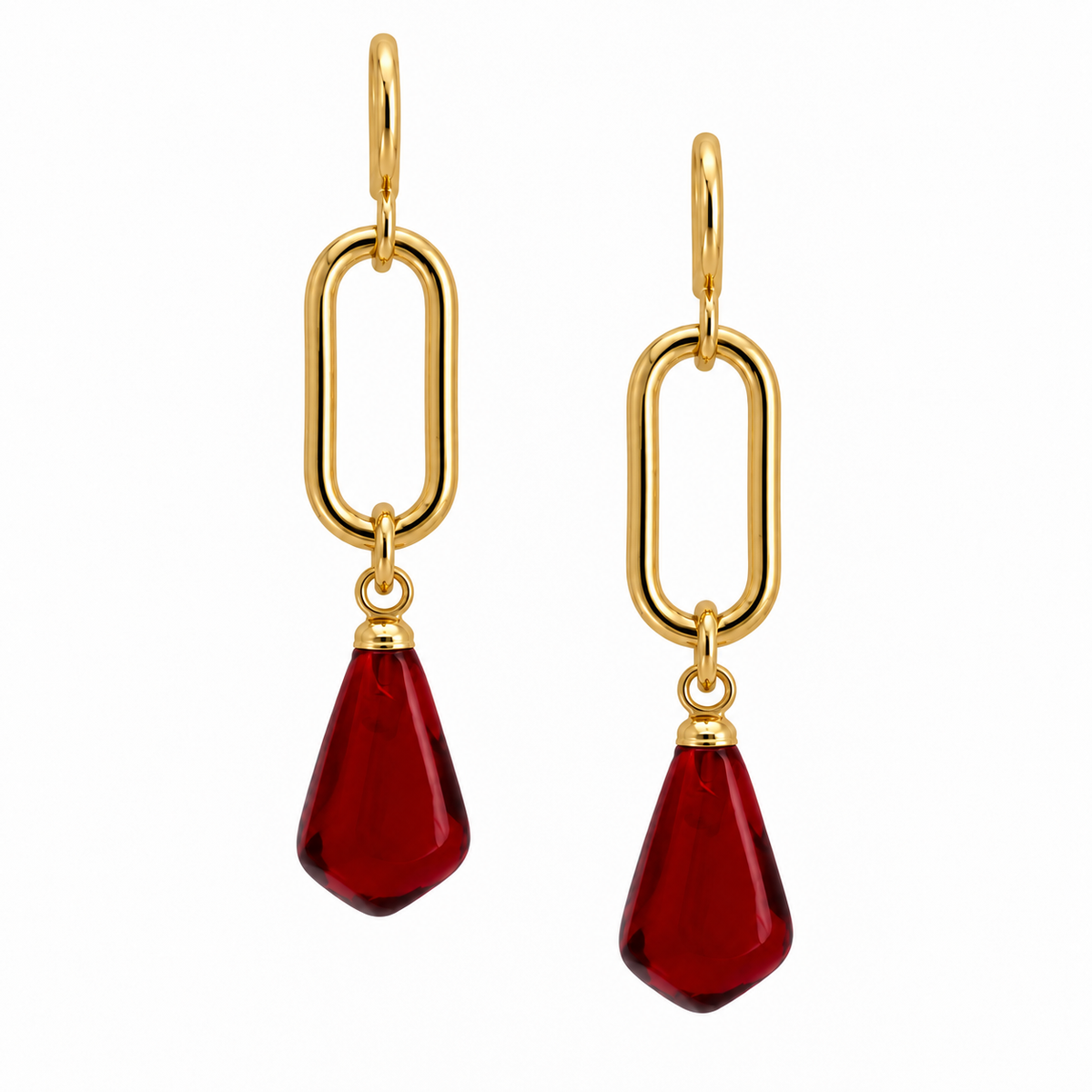 Paperclip Aril Earrings-Dark Red