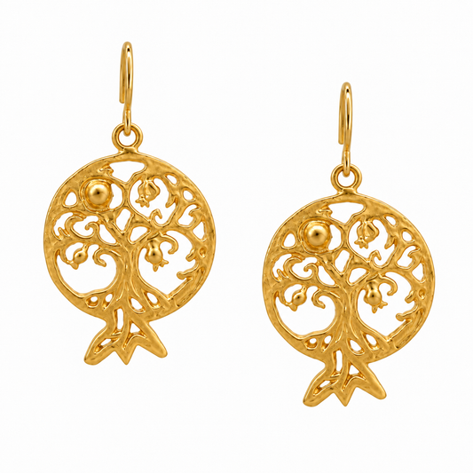 Noor Tree of Life Earrings-Matte Gold