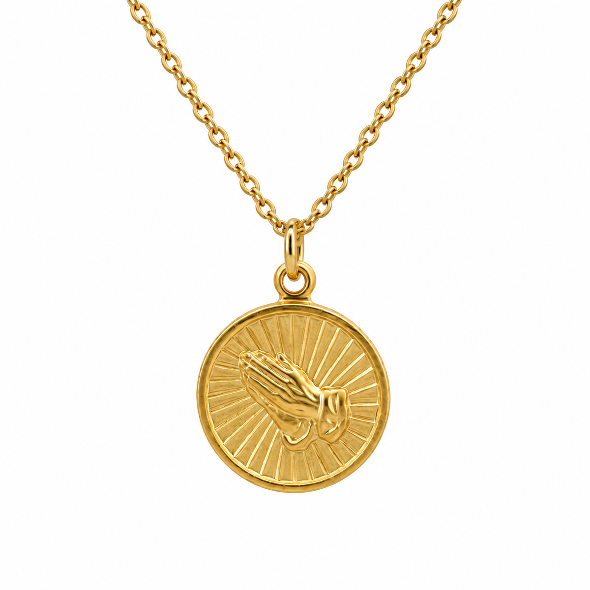 Praying Hands Necklace-Matte Gold