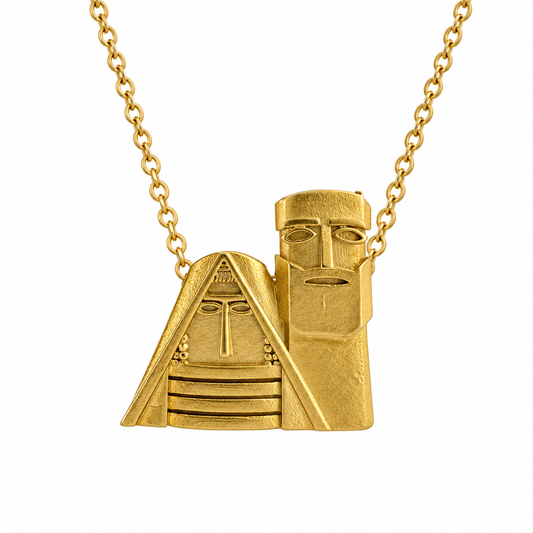Large "Tatik Papik" Necklace-Matte Gold