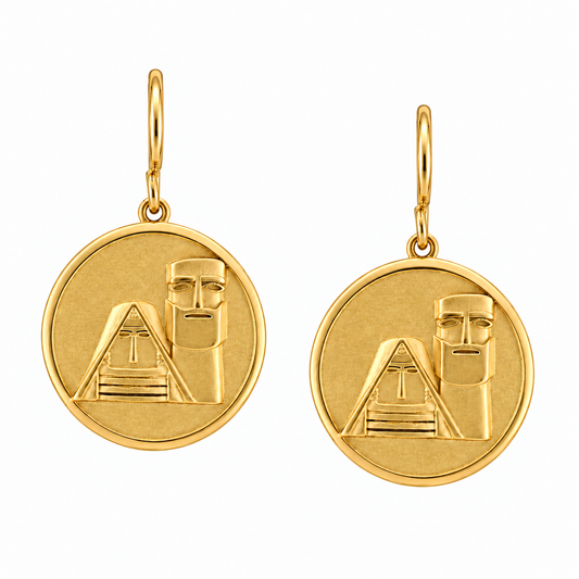 "Tatik Papik" Coin Earrings-Matte Gold