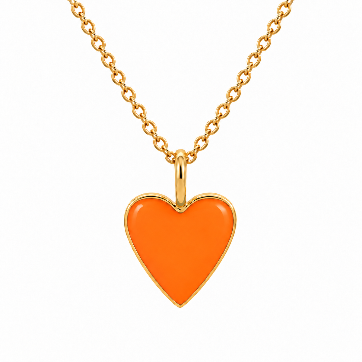 Small Epoxy Heart Necklace-Orange
