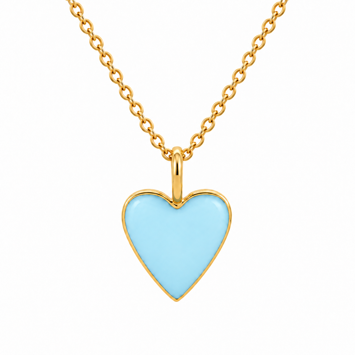 Small Epoxy Heart Necklace-Turquoise