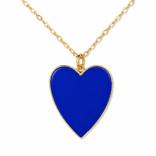 Large Epoxy Heart Necklace-Blue