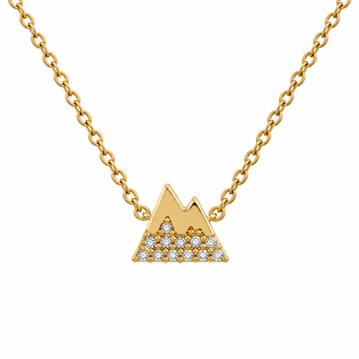 Ararat Mini Pave Mountainscape Necklace-Gold