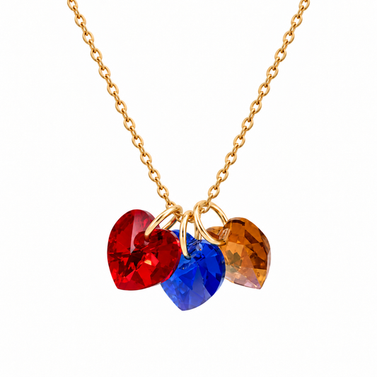 Triple Swarovski Crystal Heart Necklace
