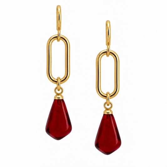 Paperclip Aril Earrings-Dark Red