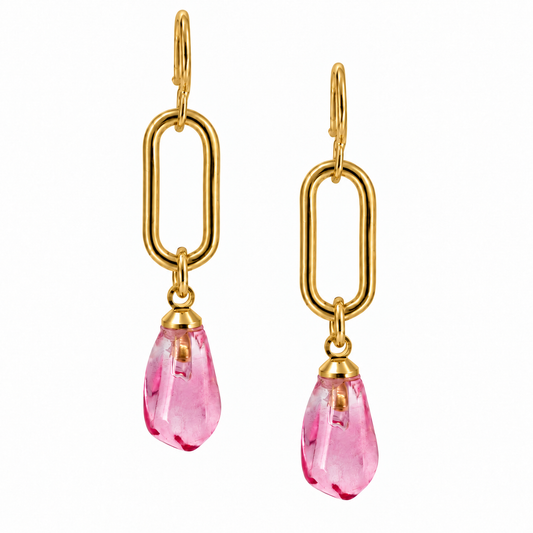 Paperclip Aril Earrings-Pink