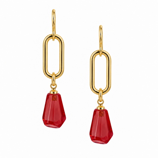 Paperclip Aril Earrings-Red