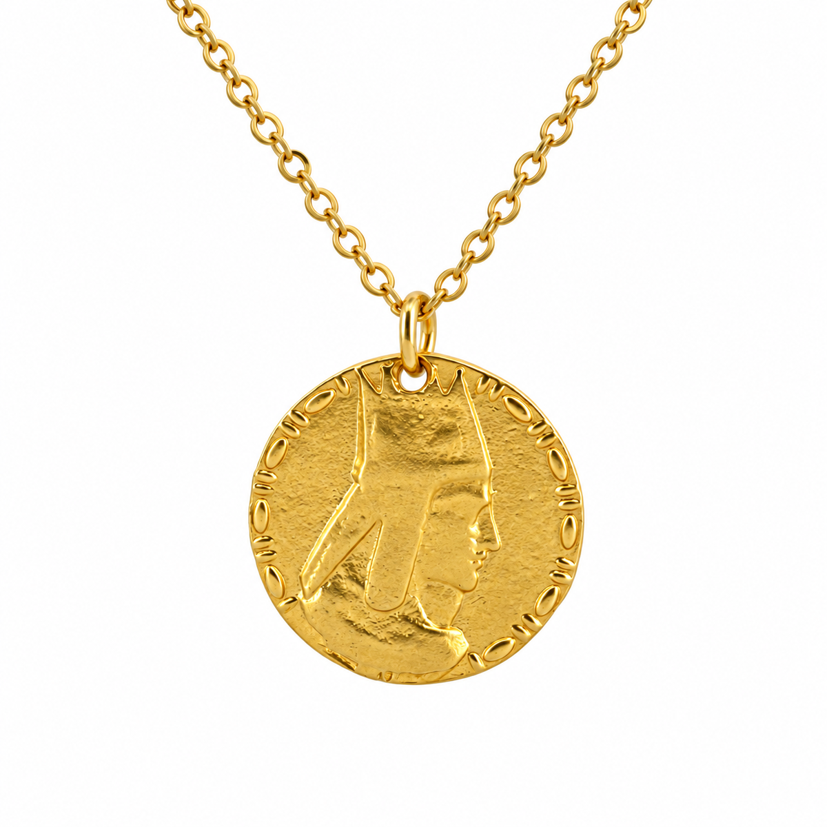 Tigran Coin Necklace-Matte Gold