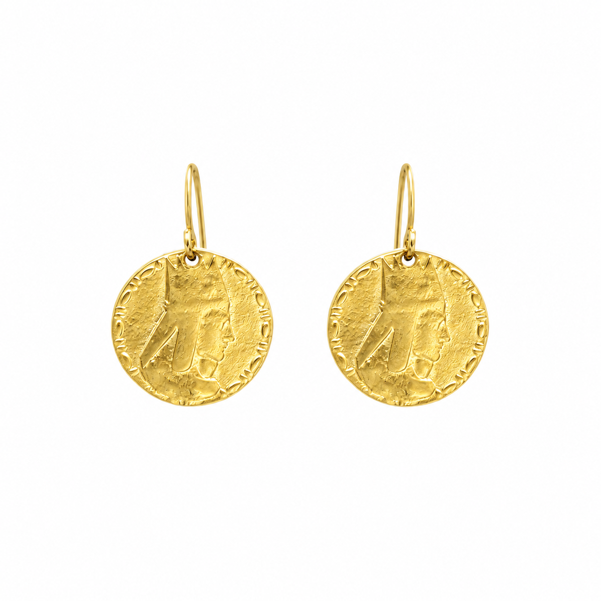 Tigran Coin Earrings-Matte Gold