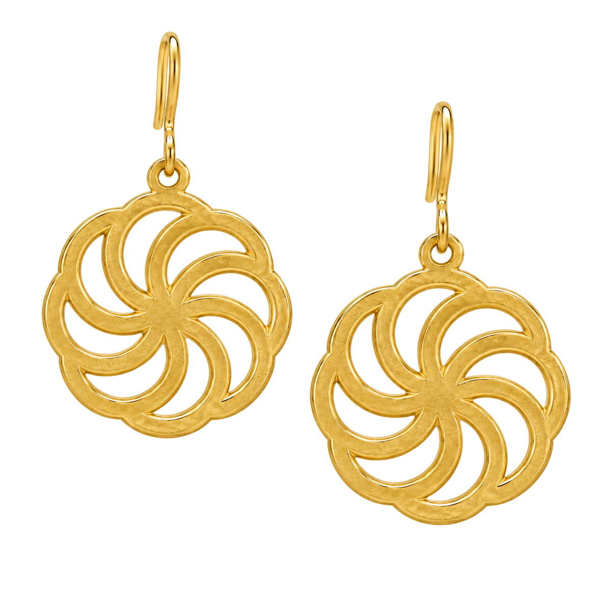 Flat Arevakhach Earrings-Matte Gold