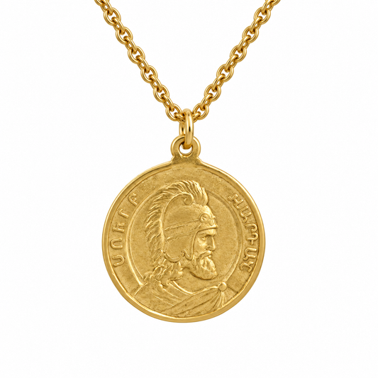 Vartan Medallion Necklace-Matte Gold